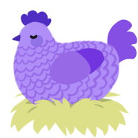 A lilac and blurple chicken with a lace pattern