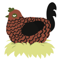 A russet and black chicken with a lace pattern