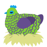 A grass and overcast chicken with a lace pattern