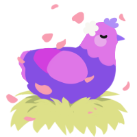 Purpleberry Munch, a blurple and orchid chicken with a head pattern