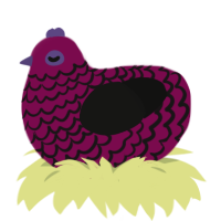 goth baby, a wine and black chicken with a lace pattern