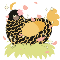 missy, a sable and honey chicken with a lace pattern