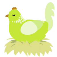 Lime, a lime and apple chicken with a neck-speckle pattern