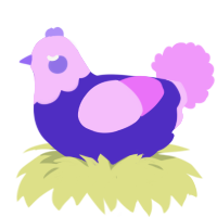 Invert, a indigo and lavender chicken with a head pattern