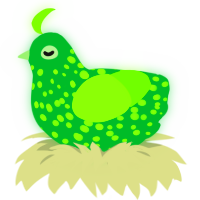 Uranium, a viridian and grass chicken with a speckle pattern