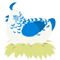 Sapphire Lace, a white and sapphire chicken with a half-lace pattern