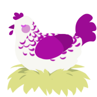 Plum Lace, a white and plum chicken with a half-lace pattern
