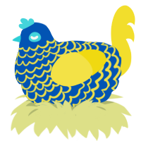 (unnamed), a ultramarine and yellow chicken with a lace pattern