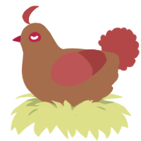 A brown and red chicken