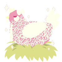 Petite Strawberry, a orchid and white chicken with a double-lace pattern