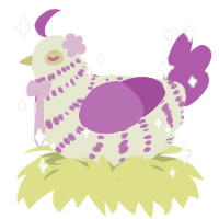 Pink lemonade, a lemon and amethyst chicken with a bar pattern