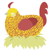 (unnamed), a yellow and red chicken with a double-lace pattern