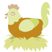 Dandelion, a ochre and lemon chicken with a head pattern