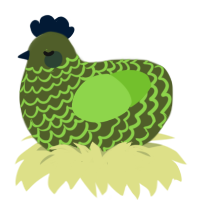 Dirty Bean, a olive and grass chicken with a lace pattern