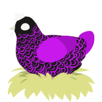 A sable and amethyst chicken with a double-lace pattern