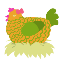 A honey and chartreuse chicken with a lace pattern