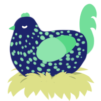 Phantasm, a navy and spring chicken with a speckle pattern