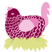 (unnamed), a maroon and pink chicken with a lace pattern