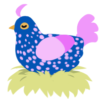 Ruby Kyanite, a ultramarine and lavender chicken with a speckle pattern