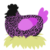 Orchid Goth, a black and orchid chicken with a double-lace pattern