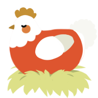 A vermilion and white chicken with a head pattern
