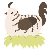 birch, a cream and bark chicken with a half-bar pattern