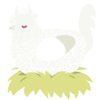 The bride, a white chicken with a double-lace pattern