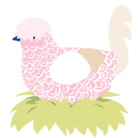 pink lace, a rose and cream chicken with a double-lace pattern