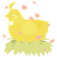 A yellow chicken with a neck-speckle pattern
