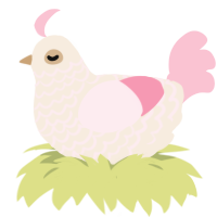Strawberry milk, a cream and rose chicken with a lace pattern