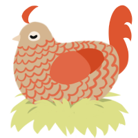 Cardboard wip, a orange and vermilion chicken with a lace pattern