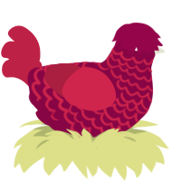 A maroon and crimson chicken with a lace pattern