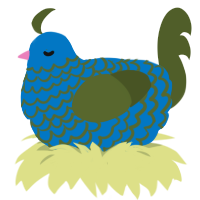 (unnamed), a sapphire and olive chicken with a lace pattern