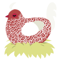 Kir - C, a red and white chicken with a double-lace pattern