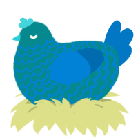 Preordain, a teal and sapphire chicken with a lace pattern
