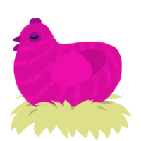 1 mod xxx, a fuchsia chicken with a bar pattern