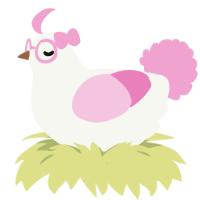 Behold Pink, a white and pink chicken
