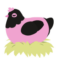 Sleepy Head, a pink and sable chicken with a head pattern