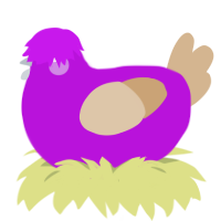 A amethyst and beige chicken