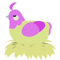 Sherbert, a lemon and orchid chicken with a head pattern
