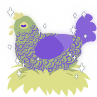 sambino, a overcast and chartreuse chicken with a double-lace pattern