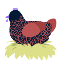 Lanterneye, a tumblr and red chicken with a double-lace pattern