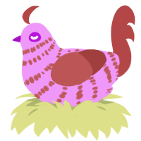 (unnamed), a lavender and red chicken with a bar pattern