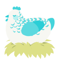 Aqua Lace, a white and aqua chicken with a half-lace pattern