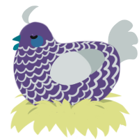 Frostbite, a overcast and silver chicken with a lace pattern