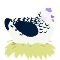 A white and tumblr chicken with a half-lace pattern
