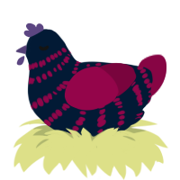 A tumblr and maroon chicken with a bar pattern