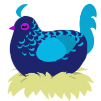 may, a navy and cerulean chicken with a half-lace pattern