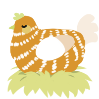 (unnamed), a orange and cream chicken with a bar pattern