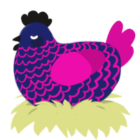 (unnamed), a navy and fuchsia chicken with a lace pattern